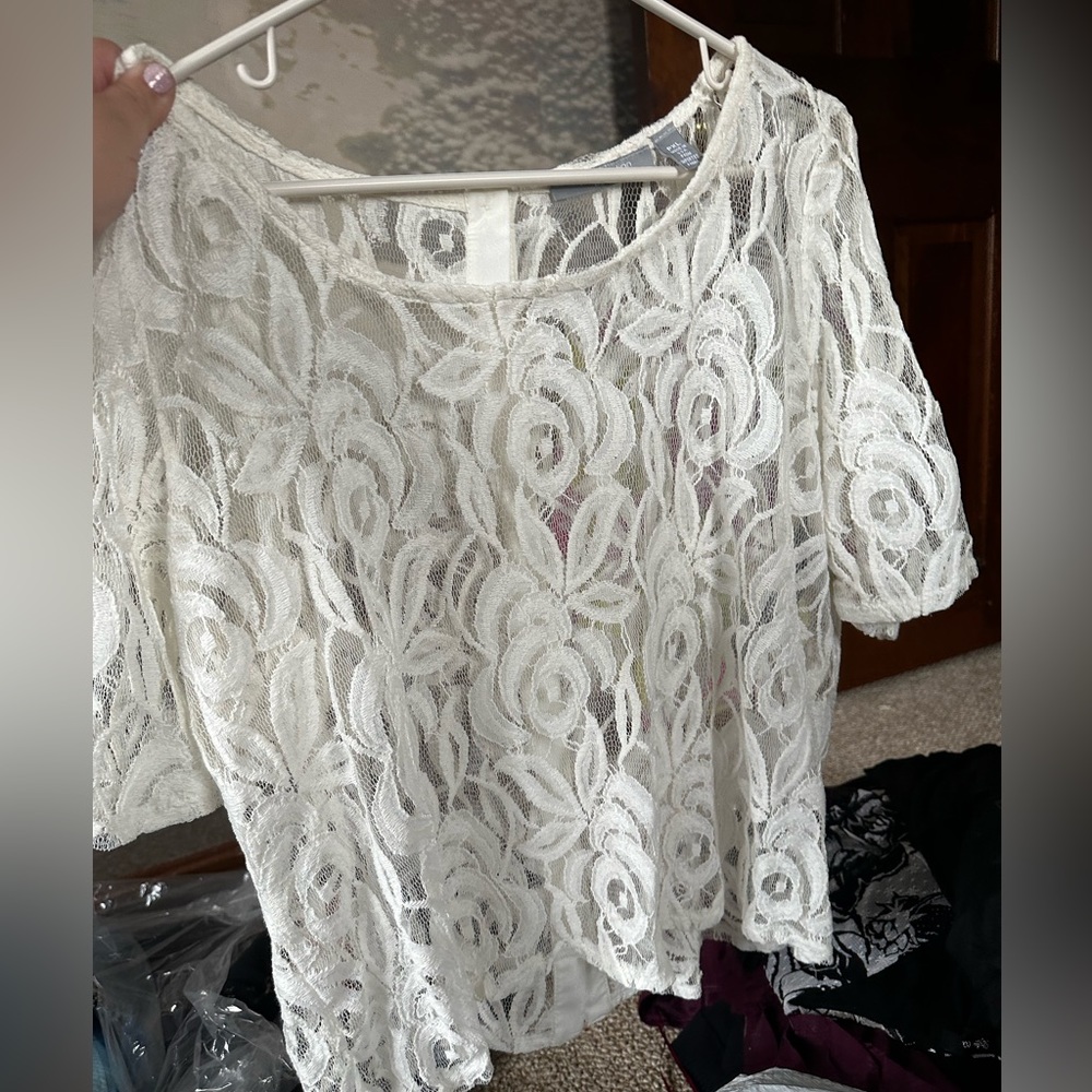 Lace Top Button Back - image 1